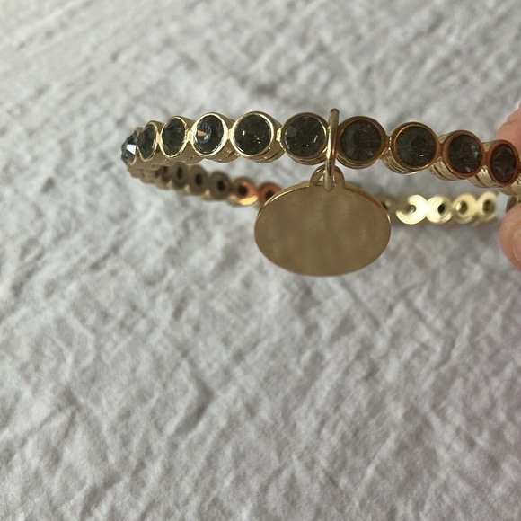 Gold tone slip on faux gem bracelet with gold charm - Picture 14 of 16